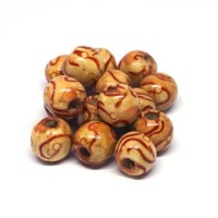 Perles en bois imprimées motif 12mm