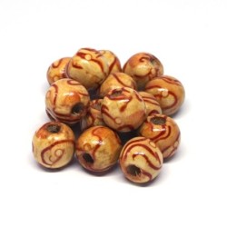 Perles en bois imprimées motif 12mm