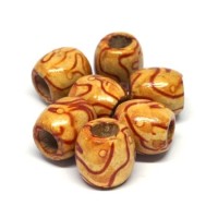 Perles tonneau en bois imprimées 16mm - motif R