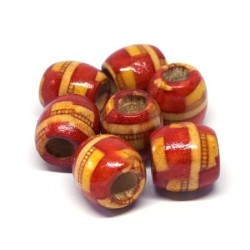 Perles tonneau en bois imprimées 16mm