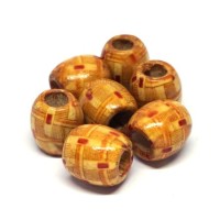 Perles tonneau en bois imprimées 16mm