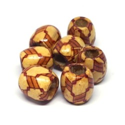 Perles tonneau en bois imprimées 16mm
