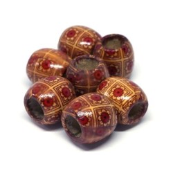 Perles tonneau en bois imprimées 16mm