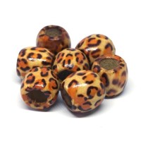 Perles tonneau en bois imprimées 16mm