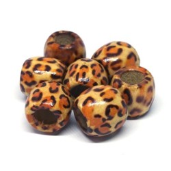 Perles tonneau en bois imprimées 16mm