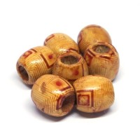 Perles tonneau en bois imprimées 16mm - motif E