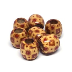 Perles tonneau en bois imprimées 16mm - motif J