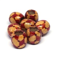 Perles tonneau en bois imprimées 16mm