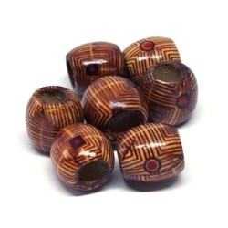 Perles tonneau en bois imprimées 16mm