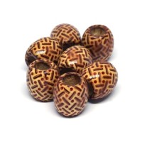 Perles tonneau en bois imprimées 16mm
