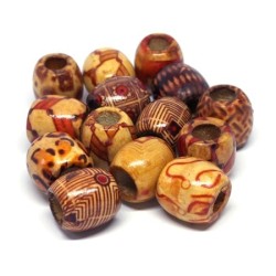Perles tonneau en bois imprimées 16mm