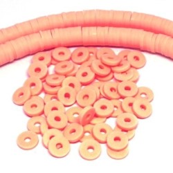 Perles rondelles Heishi en fimo pêche