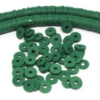 Perles rondelles Heishi en fimo vert foncé