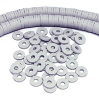 Perles rondelles Heishi en fimo gris