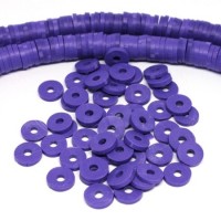 Perles rondelles Heishi en fimo mauve