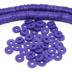 Perles rondelles Heishi en fimo mauve