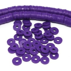 Perles rondelles Heishi en fimo violet foncé