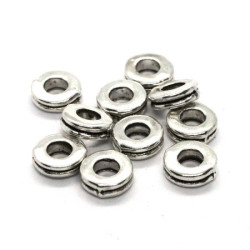 Perles rondelles intercalaires argent vieilli 6mm