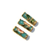 10 MINI TUBES CLOISONNES 10MM TURQUOISE