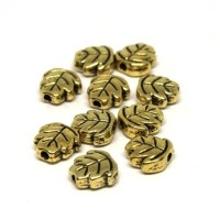 Perles métal feuille doré x10