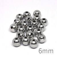 Perles métal creuses 6mm vieil argent