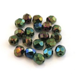 Perles à facettes 6mm vert iris métallisé