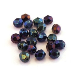 Perles à facettes 6mm bleu iris métallisé