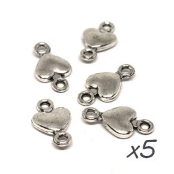Breloques connecteur coeur argenté