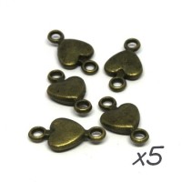 Breloques connecteur coeur bronze