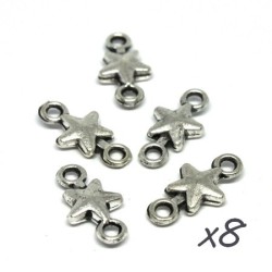 Breloques connecteur étoile métal argenté