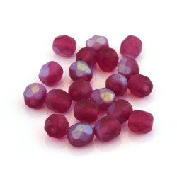 Perles à facettes 6mm fuchsia mat irisé AB