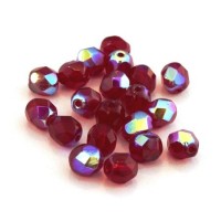 Perles à facettes 6mm rubis irisé AB