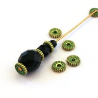 Perles rondelles métal vert de gris