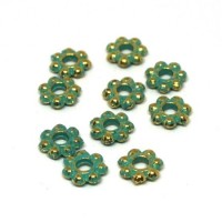 Perles intercalaires métal vert de gris 6mm