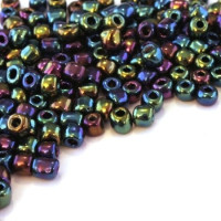 Perles de rocailles 4mm noir irisé