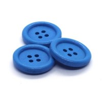 Bouton en bois 20mm bleu
