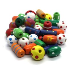 Assortiment perles en bois peint