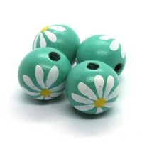 Perle ronde en bois 20mm aquamarine