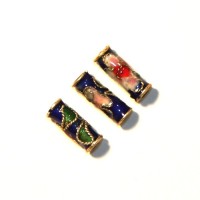 10 MINI TUBES CLOISONNES 10MM BLEU FONCE