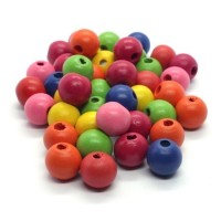 Perles en bois colorées 12mm assortiment