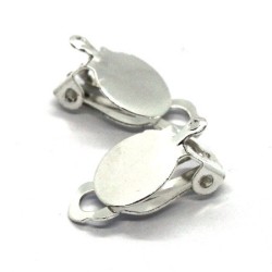 Attaches boucles d'oreilles clip plateau 10mm argenté