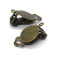 Attaches boucles d'oreilles clip plateau 10mm bronze