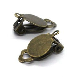 Attaches boucles d'oreilles clip plateau 10mm bronze