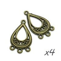 Breloque chandelier connecteur goutte bronze