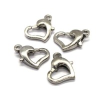 Fermoirs mousqueton coeur vieil argent x4