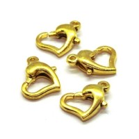 Fermoirs mousqueton coeur dorés x4