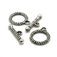 Fermoir toggle T 13mm argent vieilli x2
