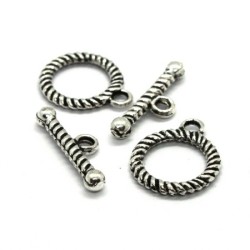 Fermoir toggle T 13mm argent vieilli x2