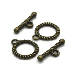 Fermoir toggle T 13mm bronze x2