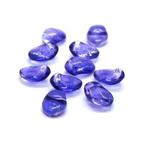 Perles gouttes aplaties en verre 8mm indigo